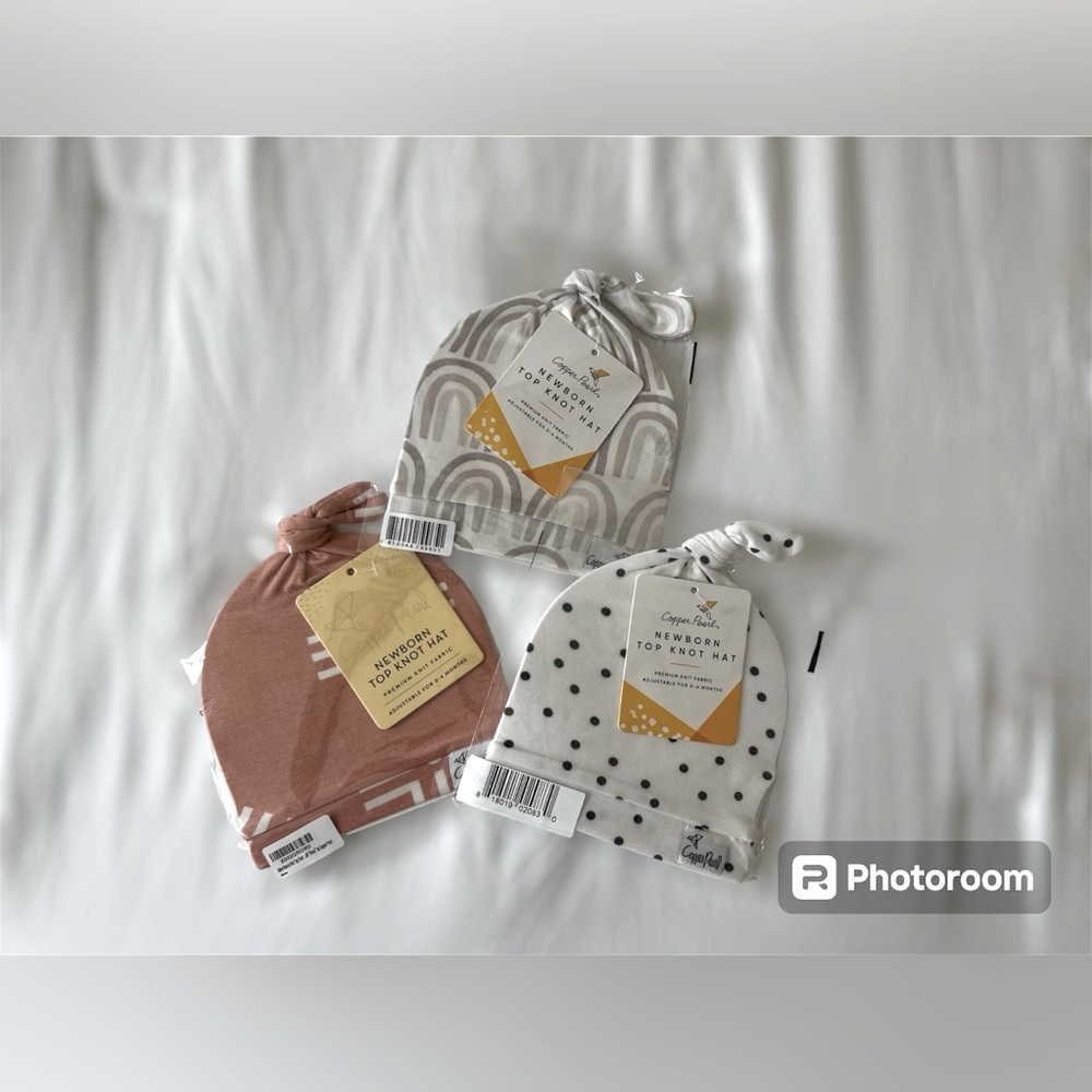 COPPER PEARL Newborn Top Knot Hats Set of 3